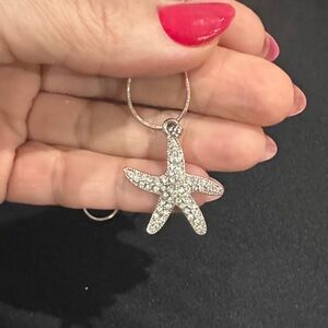 Silver Tone Starfish Pendant with Adjustable Length Necklace